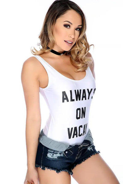 Sexy White Graphic Print One Piece Swimsuit - AMIClubwear