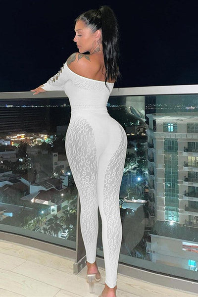 Sexy White Mesh Front Button Bodysuit - AMIClubwear