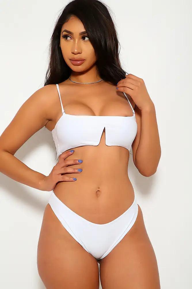 Sexy White Padded Two Piece Bikini - AMIClubwear