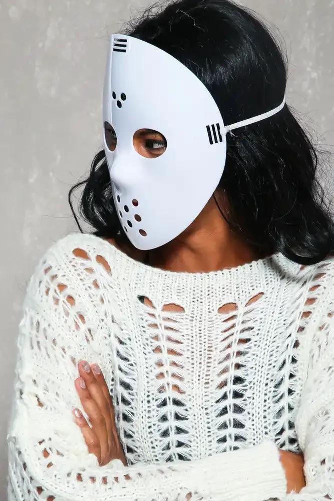 Sexy White Perforated Cutouts Face Mask
