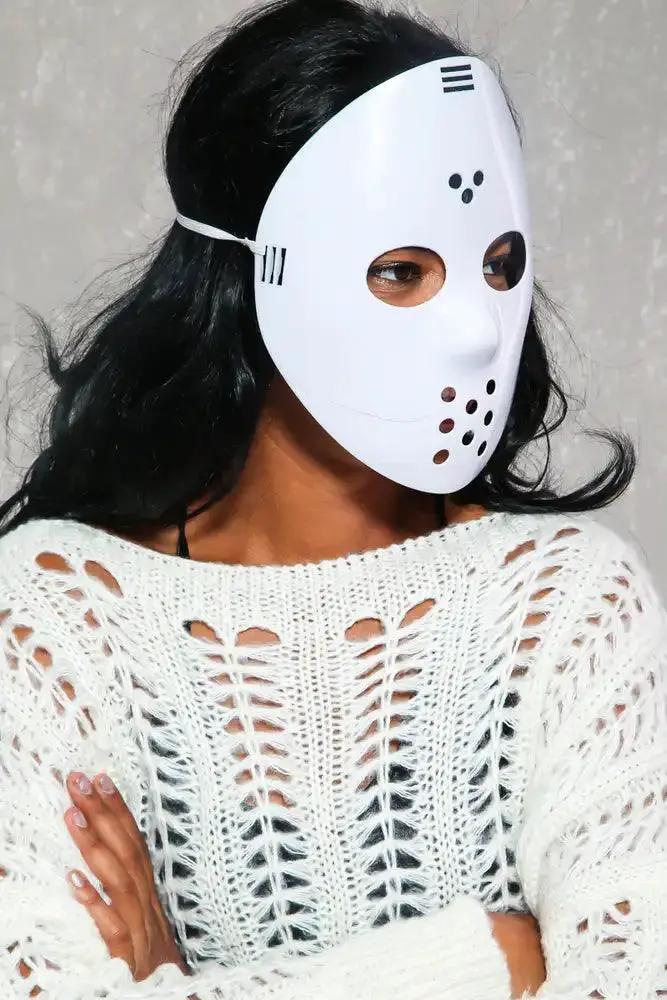 Sexy White Perforated Cutouts Face Mask