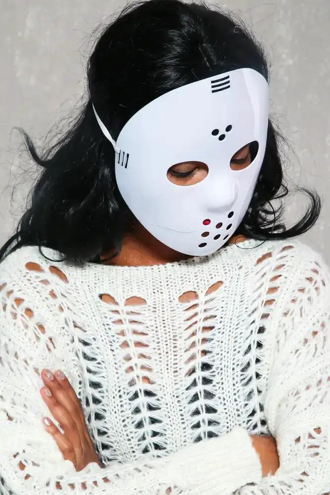 Sexy White Perforated Cutouts Face Mask