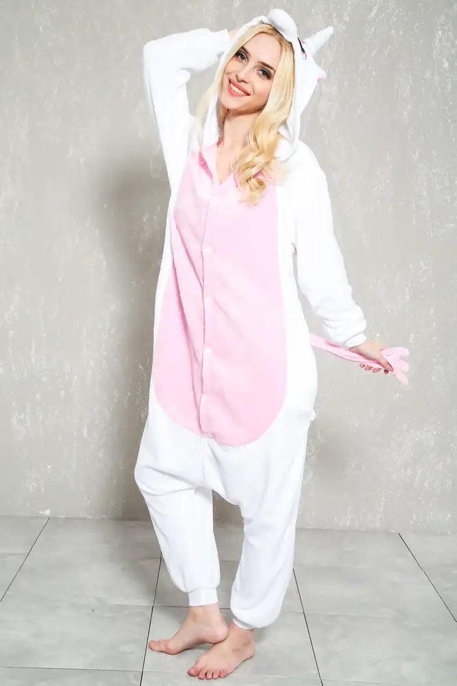 Sexy White Pink Unicorn Onesie Animal Pajama Costume - AMIClubwear