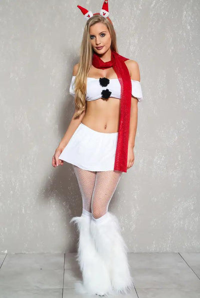 Sexy White Red Snow Man Bedroom 3 Piece Costume - AMIClubwear