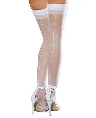 Sexy White Sheer Thigh High With Back Seam - AMIClubwear