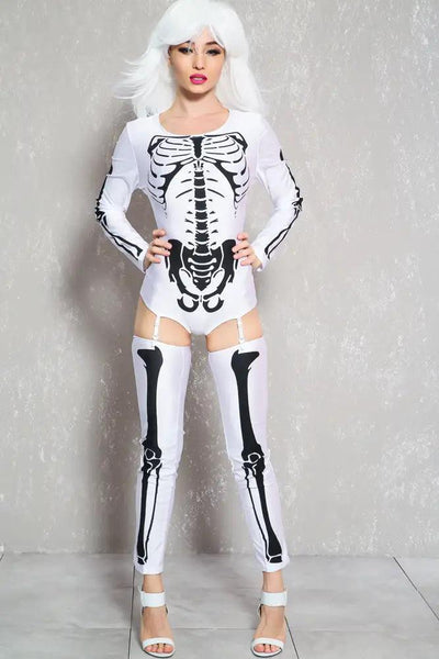Sexy White Skeleton Bone 3 Piece Costume - AMIClubwear