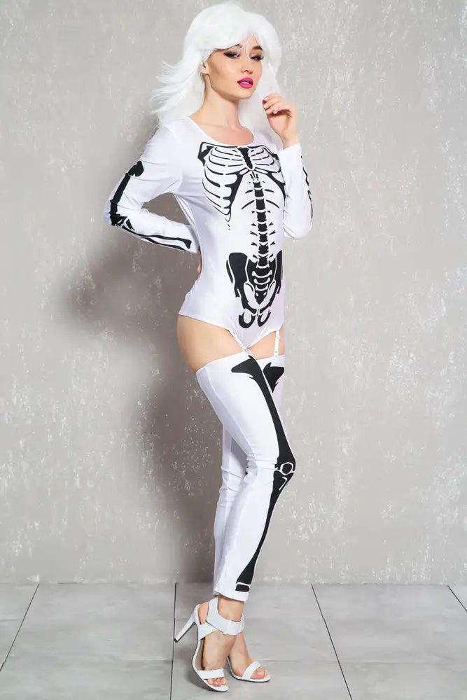 Sexy White Skeleton Bone 3 Piece Costume - AMIClubwear