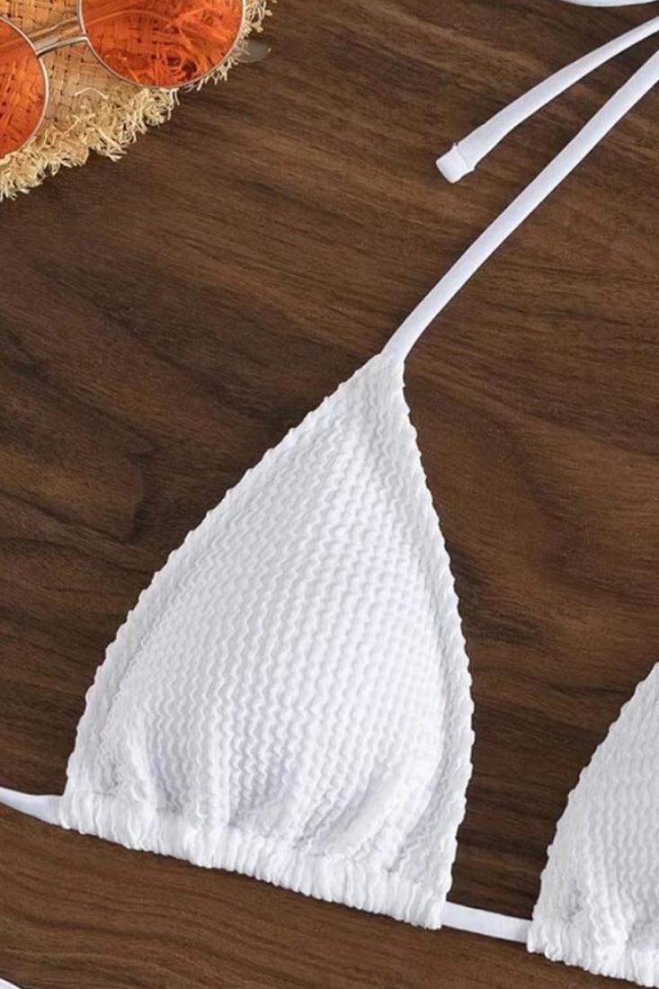 Sexy White Thong Bikini With Rhinestone Detail - AMIClubwear