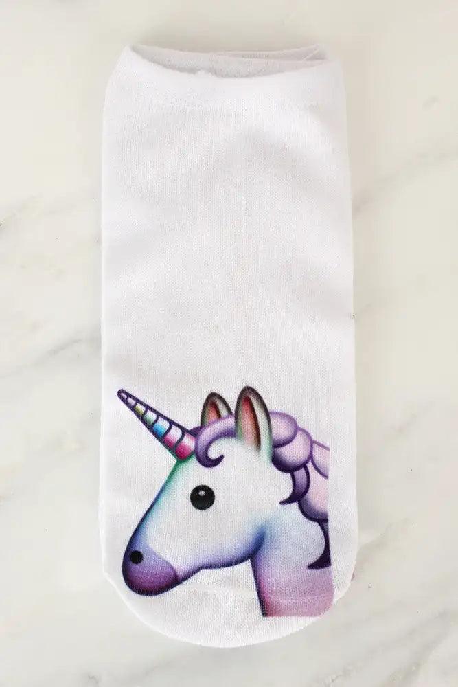 Sexy White Unicorn Printed Socks - AMIClubwear