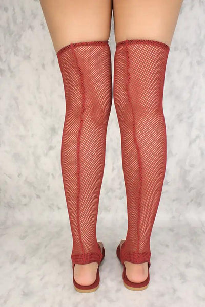 Sexy Wine Netted Open Toe Thigh High Sandals - AMIClubwear
