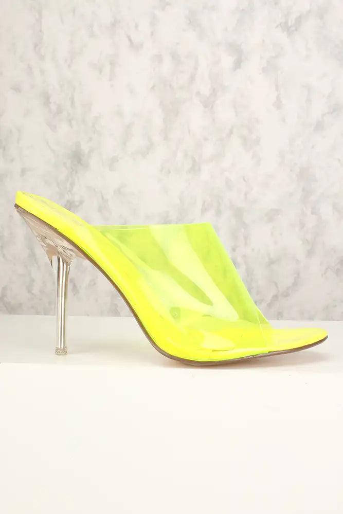 Sexy Yellow Open Toe Slip On Single Sole High Heels - AMIClubwear