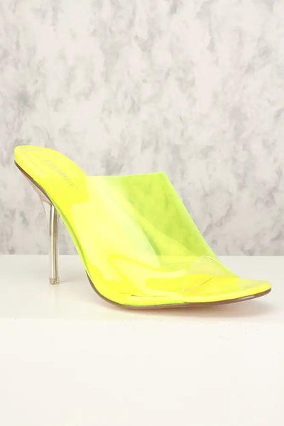 Sexy Yellow Open Toe Slip On Single Sole High Heels - AMIClubwear
