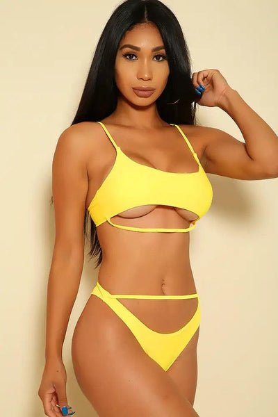 Sexy Yellow Padded Two Piece Bikini - AMIClubwear