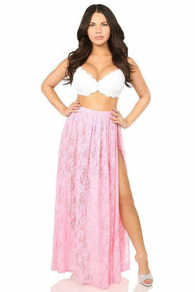 Sheer Lt Pink Lace Skirt - Daisy Corsets