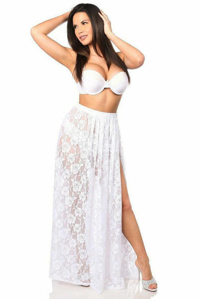 Sheer White Lace Skirt - Daisy Corsets