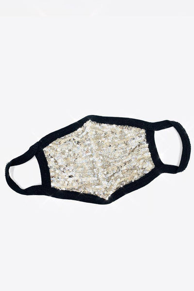 Silver Beige Sequins Reusable Washable Face Mask - AMIClubwear