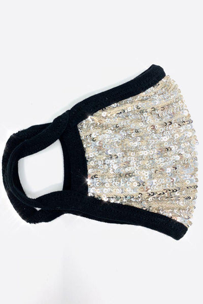 Silver Beige Sequins Reusable Washable Face Mask - AMIClubwear