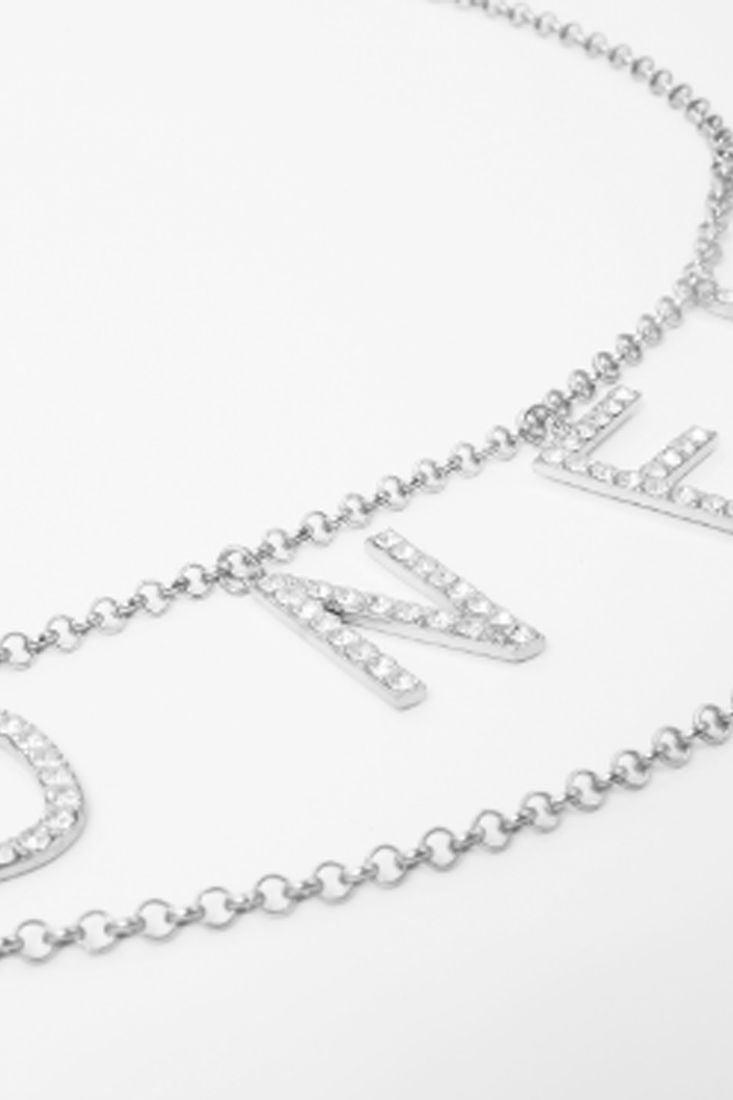 Silver Chain Money Rhinestone Accent Belt - AMIClubwear