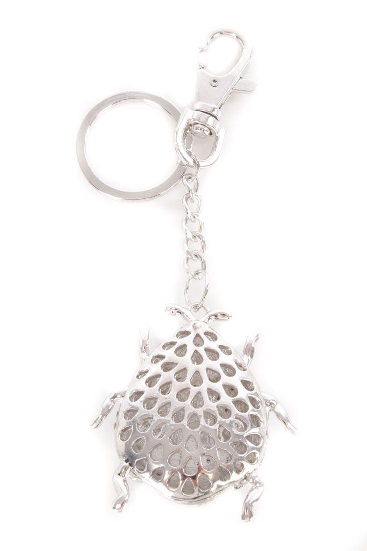 Silver Rhinestone Bug Pendant High Polish Key Chain - AMIClubwear