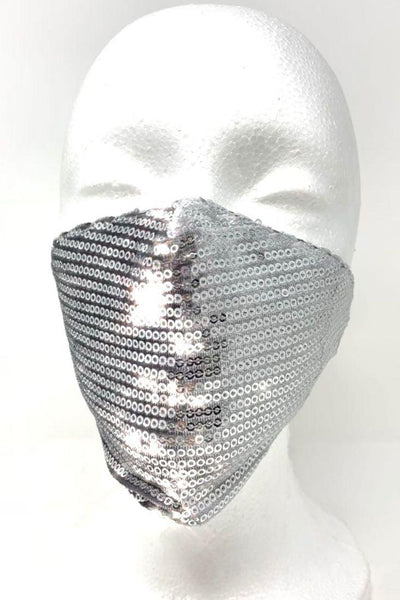 Silver Sequins Reusable Washable Face Mask - AMIClubwear