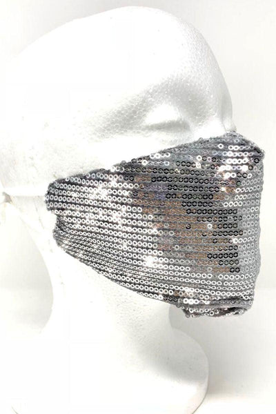 Silver Sequins Reusable Washable Face Mask - AMIClubwear