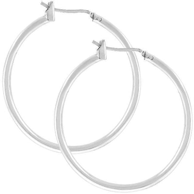 Silvertone Finish Hoop Earrings - AMIClubwear