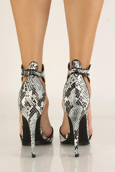 Snake Print Faux Leather High Heels - AMIClubwear