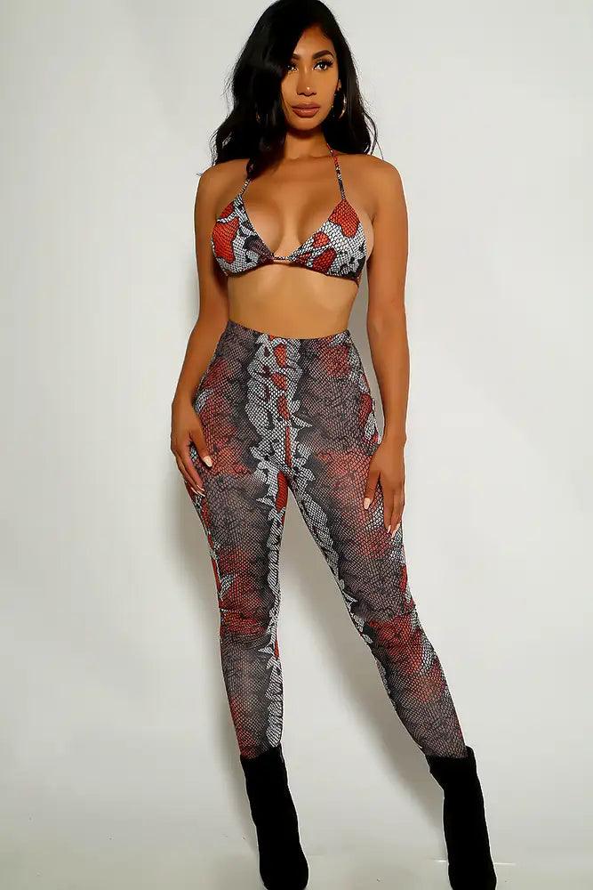 Snake Print Three Piece Outfit - AMIClubwear