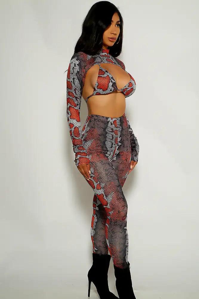 Snake Print Three Piece Outfit - AMIClubwear