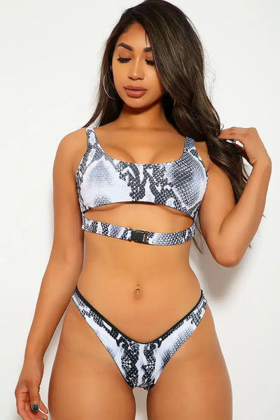 Snake Reptile Print Two Piece Swimsuit - AMIClubwear