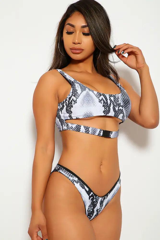 Snake Reptile Print Two Piece Swimsuit - AMIClubwear