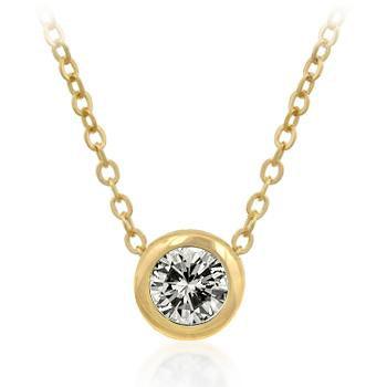 Solitaire Bezel Cubic Zirconia Golden Pendant - AMIClubwear