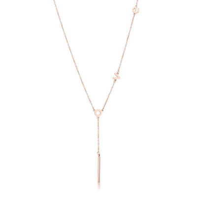 Stainless Steel Rose Goldtone LOVE Necklace. - AMIClubwear