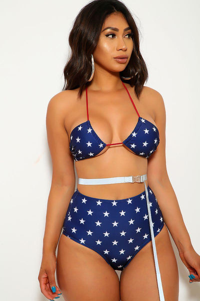 Star USA Patriotic Belted Two Piece Swimsuit - AMIClubwear