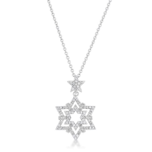 Stella 0.3ct CZ Rhodium Star Drop Necklace - AMIClubwear