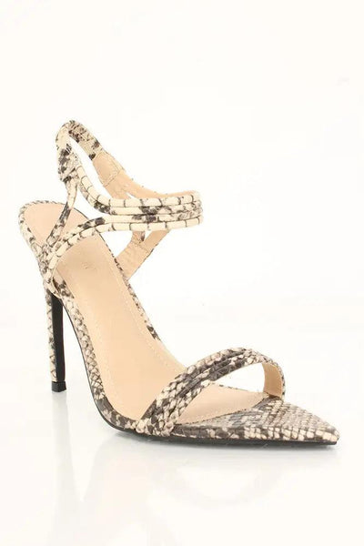 Strappy Snake Single Sole High Heels Faux Leather - AMIClubwear