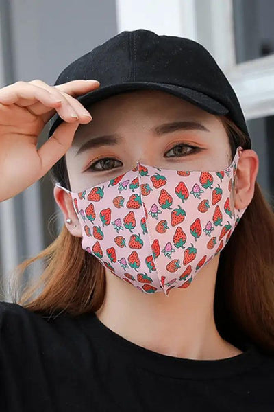 Strawberry Print Reusable Face Mask - AMIClubwear