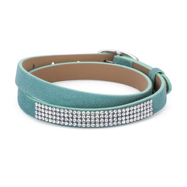 Stylish Turquoise Colored Wrap Bracelet with Crystals - AMIClubwear