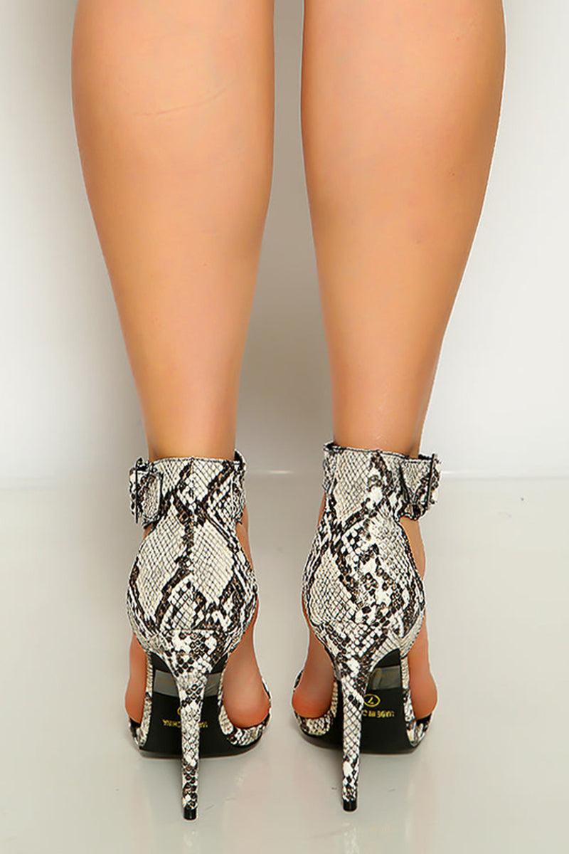 Tan Snake Print Pointy Toe High Heels - AMIClubwear