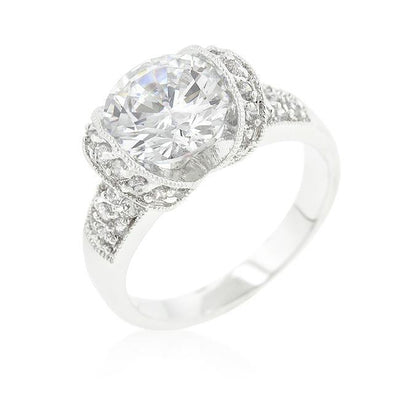 Tension Set Cubic Zirconia Engagement Ring - AMIClubwear