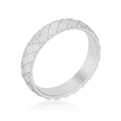Textured Stainless Steel Band Ring - AMIClubwear