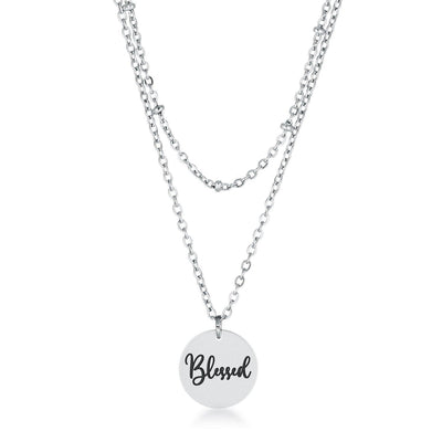 This classy necklace features a simple oval pendant inscribed with BLESSED hanging from a cable chain. An inner saturn chain adds sophistication to - AMIClubwear