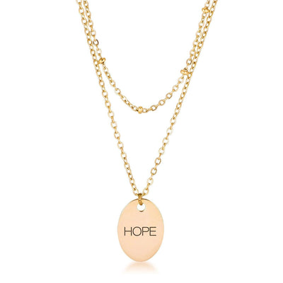 This classy necklace features a simple oval pendant inscribed with HOPE hanging from a cable chain. An inner saturn chain adds sophistication to - AMIClubwear