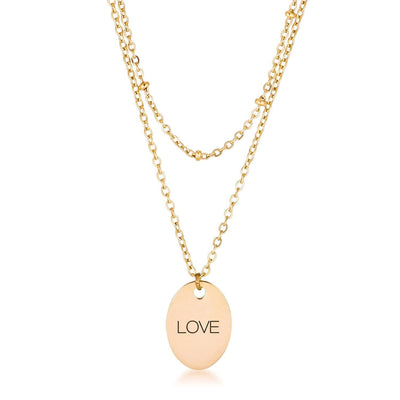 This classy necklace features a simple oval pendant inscribed with LOVE hanging from a cable chain. An inner saturn chain adds sophistication to - AMIClubwear