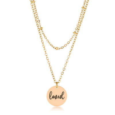 This classy necklace features a simple oval pendant inscribed with LOVED hanging from a cable chain. An inner saturn chain adds sophistication to - AMIClubwear