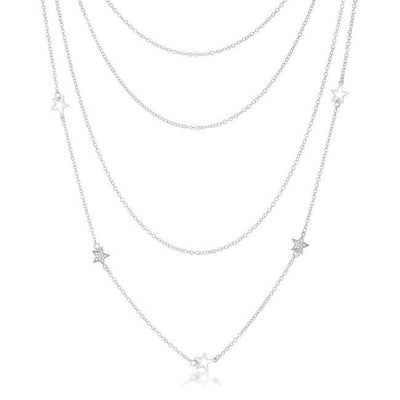 This lovely necklace features four elegant rhodium-plated chains. Rhodium famed as the metal that gives white gold its shine forms a lovely basis - AMIClubwear