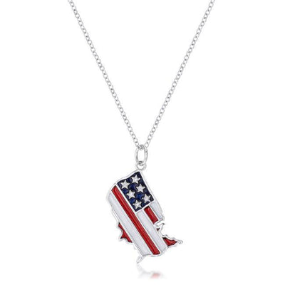 This necklace shines with rhodium plating the same metal that gives white gold its glimmer. Red white and blue enamel change a pendant shaped like - AMIClubwear