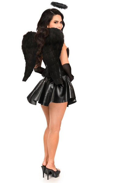 Top Drawer 4 PC Faux Leather Dark Angel Corset Dress Costume - AMIClubwear