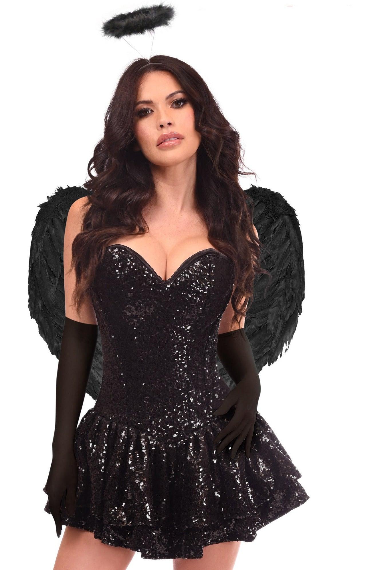 Top Drawer 4 PC Sequin Dark Angel Corset Dress Costume - AMIClubwear