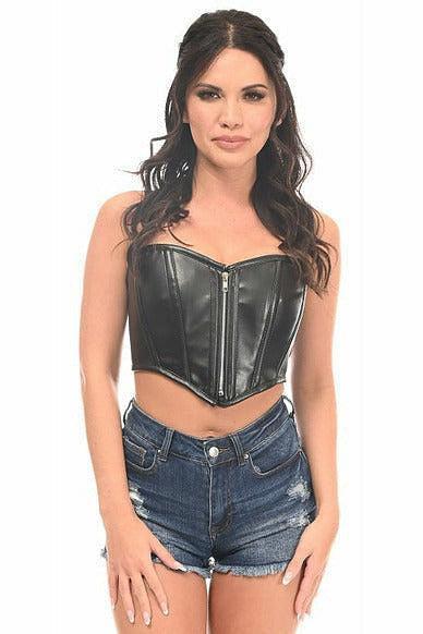 Daisy Corsets Top Drawer Faux Leather Collared Steel Boned Corset